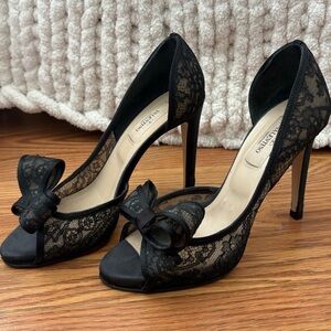Valentino Garavani vintage black lace bow heels